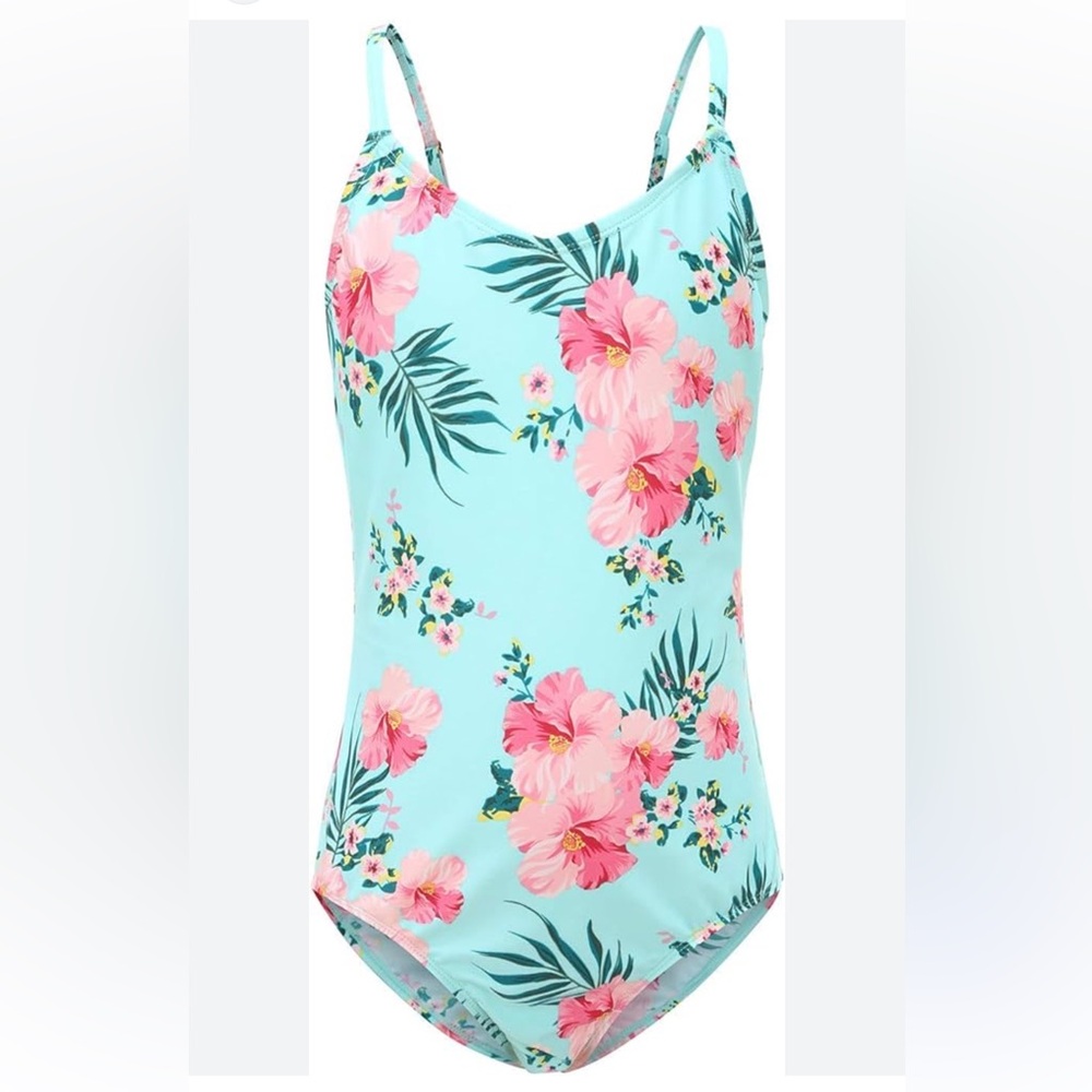 Girls One Piece‎ Swimsuits Blue Halter Swimwear Bathing Suit NWOT Size 11/12